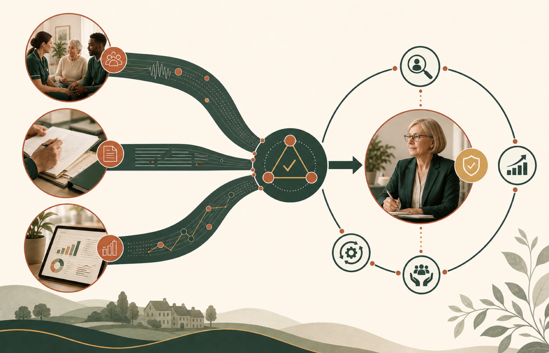People's voices, service records and outcomes converging into an assessment and improvement loop