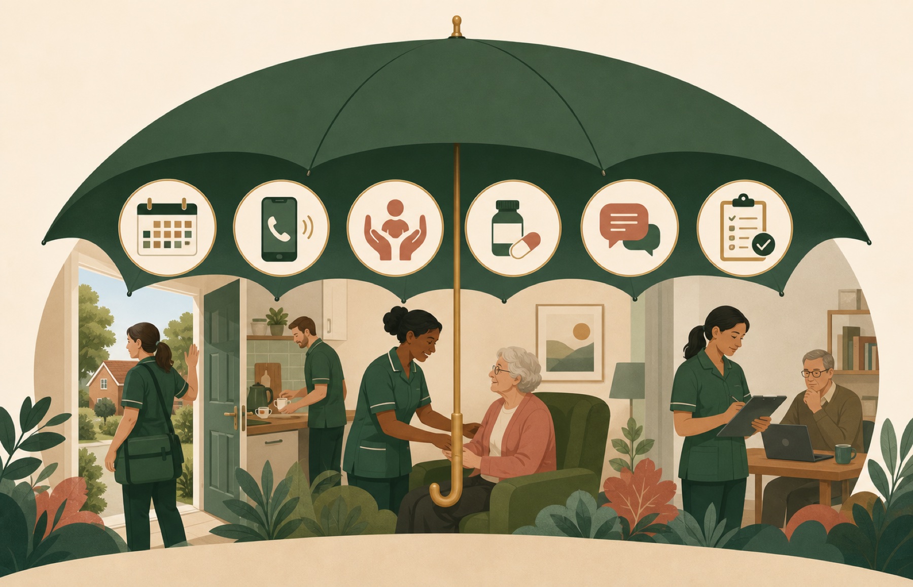 Homecare operations protected by an umbrella of rota, on-call, safeguarding and audit controls