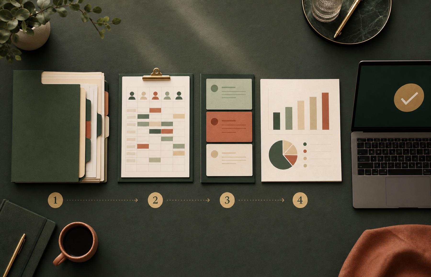 Organised workflow of evidence folders, feedback, workforce data and secure digital submission