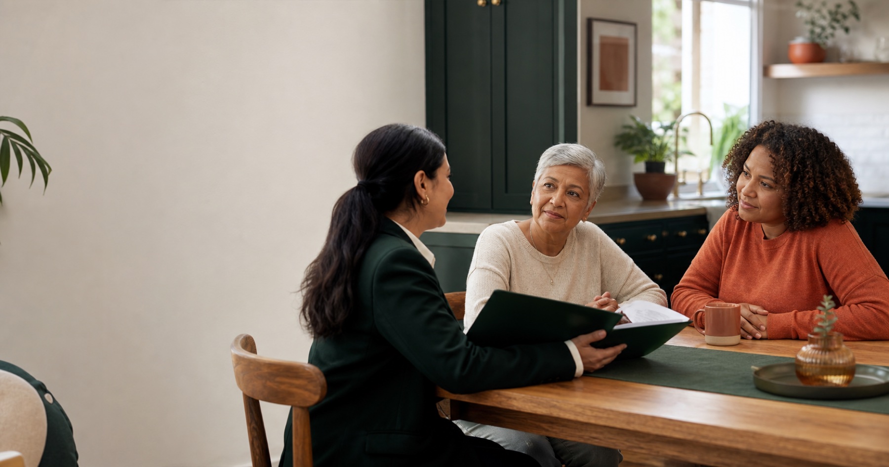 How to Get Private Clients for a Domiciliary Care Agency: A Trust-First Growth System Care agency owner meeting an older person and her daughter for a homecare consultation
