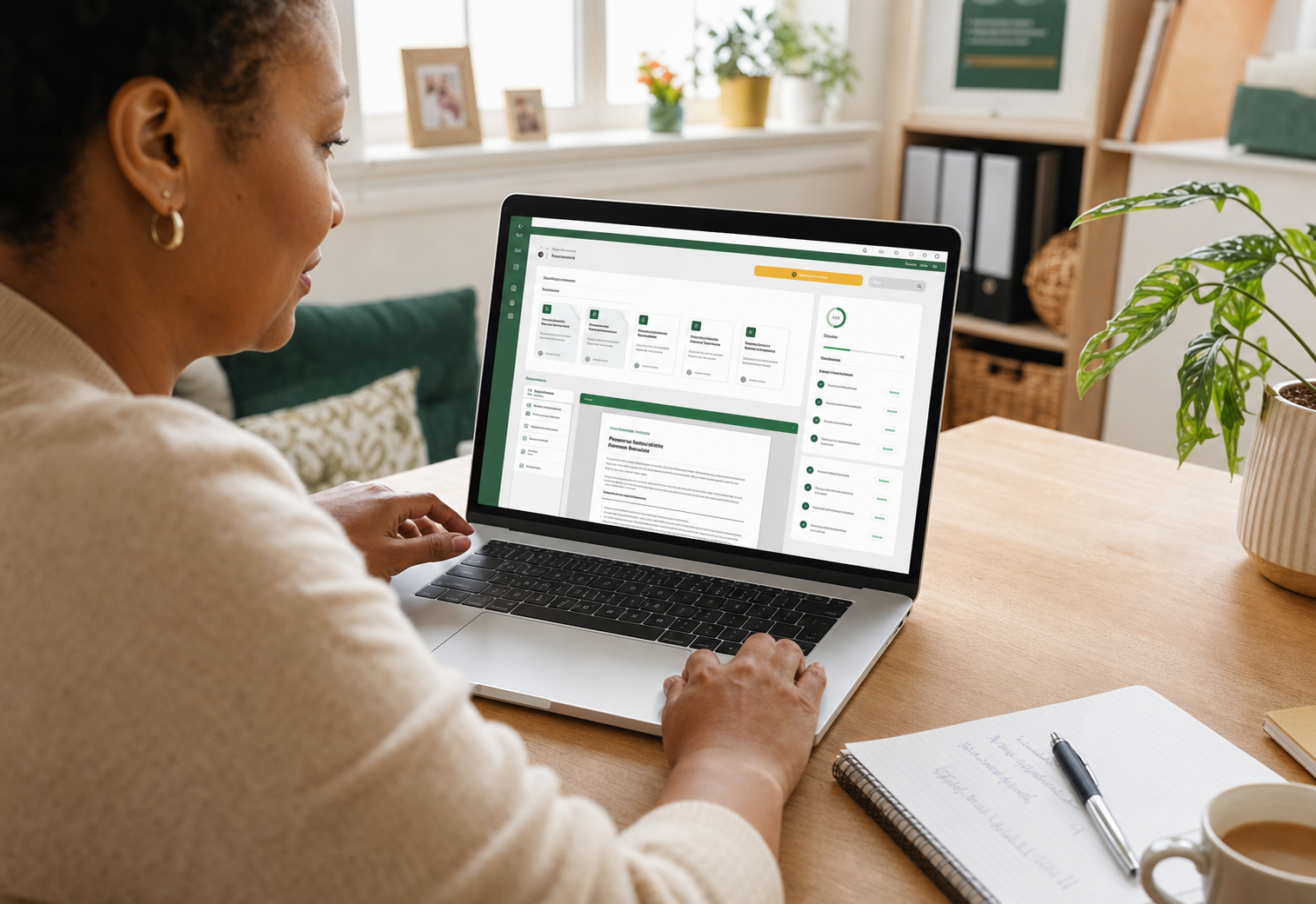 CareDocPro dashboard showing domiciliary care policy generation on a laptop