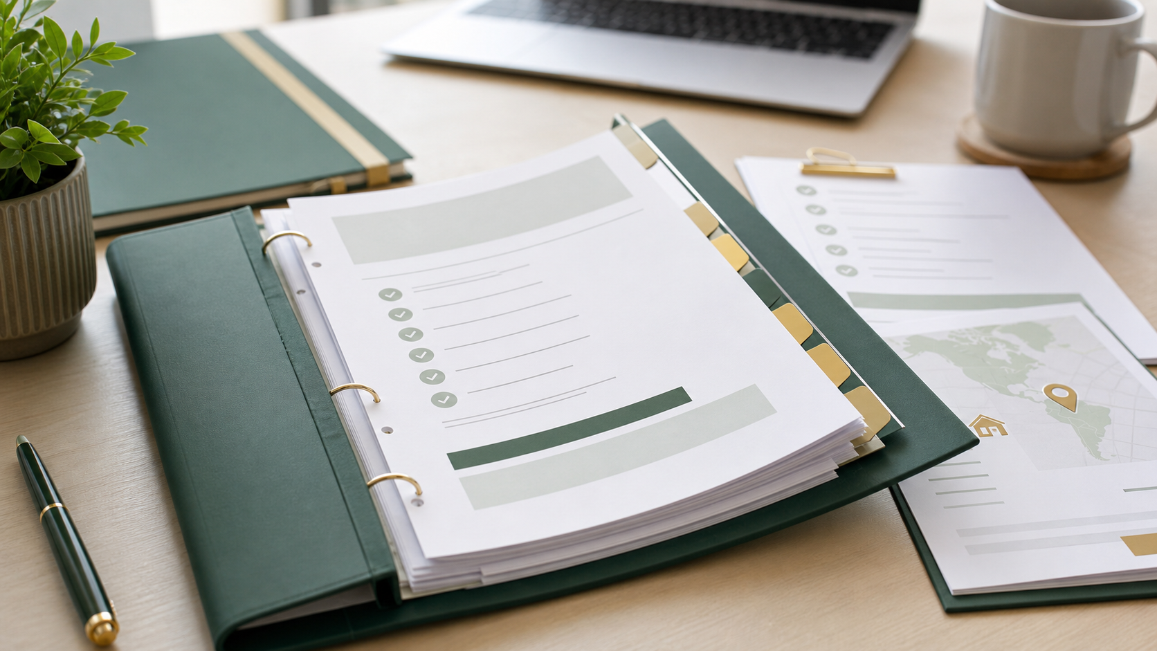 Organised Statement of Purpose document pack on a care office desk